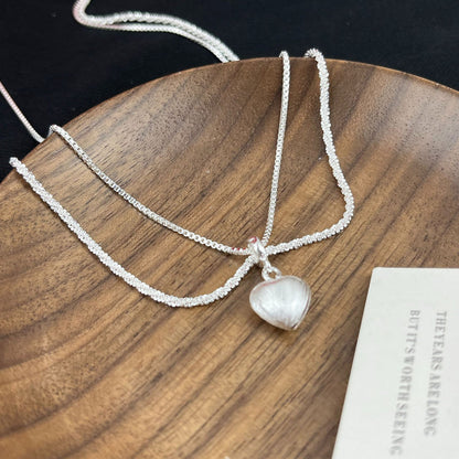 Minimal Double Layer Heart Pendant NeckLace