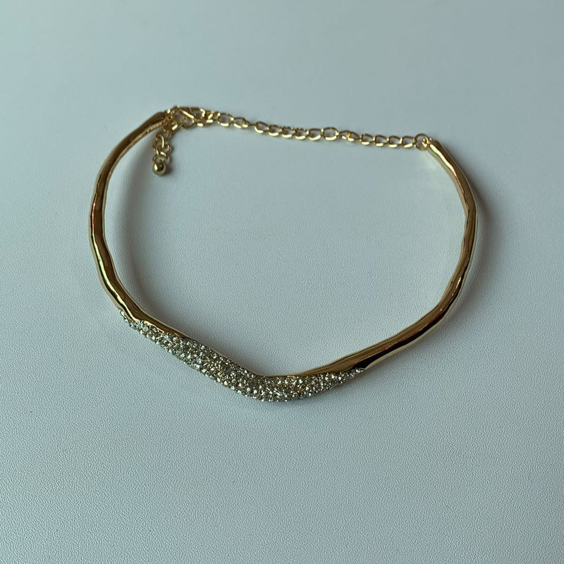 Minimal Metal Irregular Lava Rhinestone NeckLace