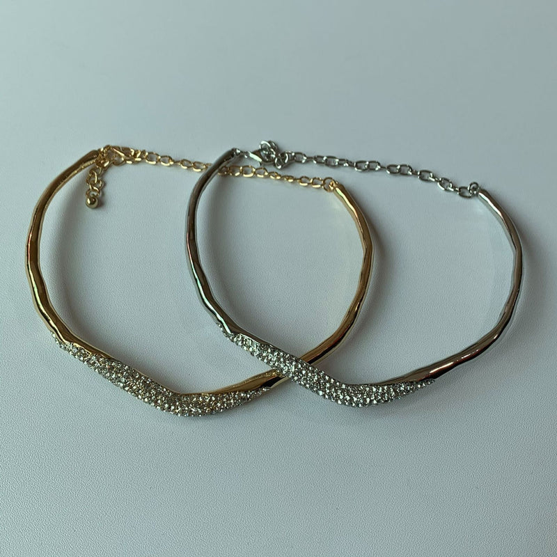 Minimal Metal Irregular Lava Rhinestone NeckLace