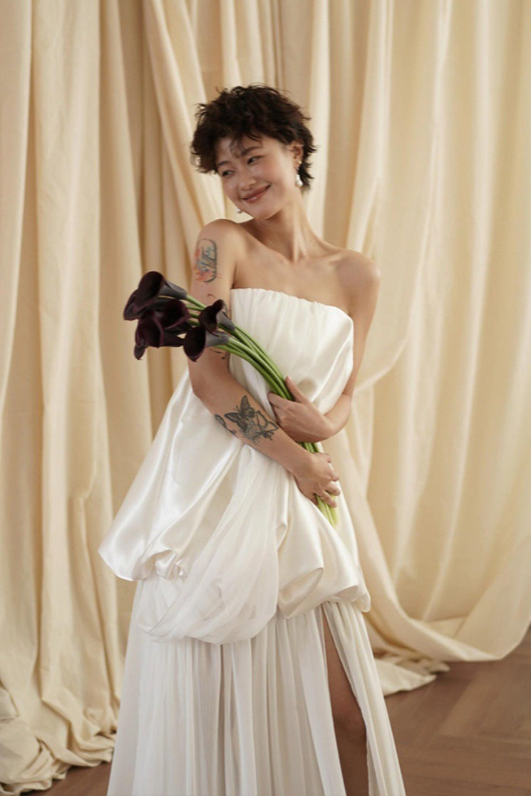 Minimalist Loose Elegant Flowy Reception Dress