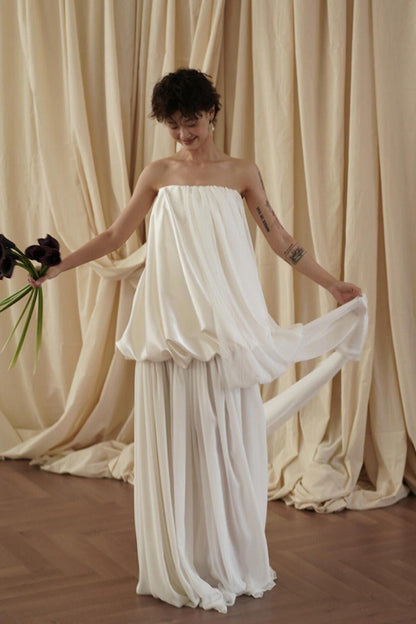 Minimalist Loose Elegant Flowy Reception Dress