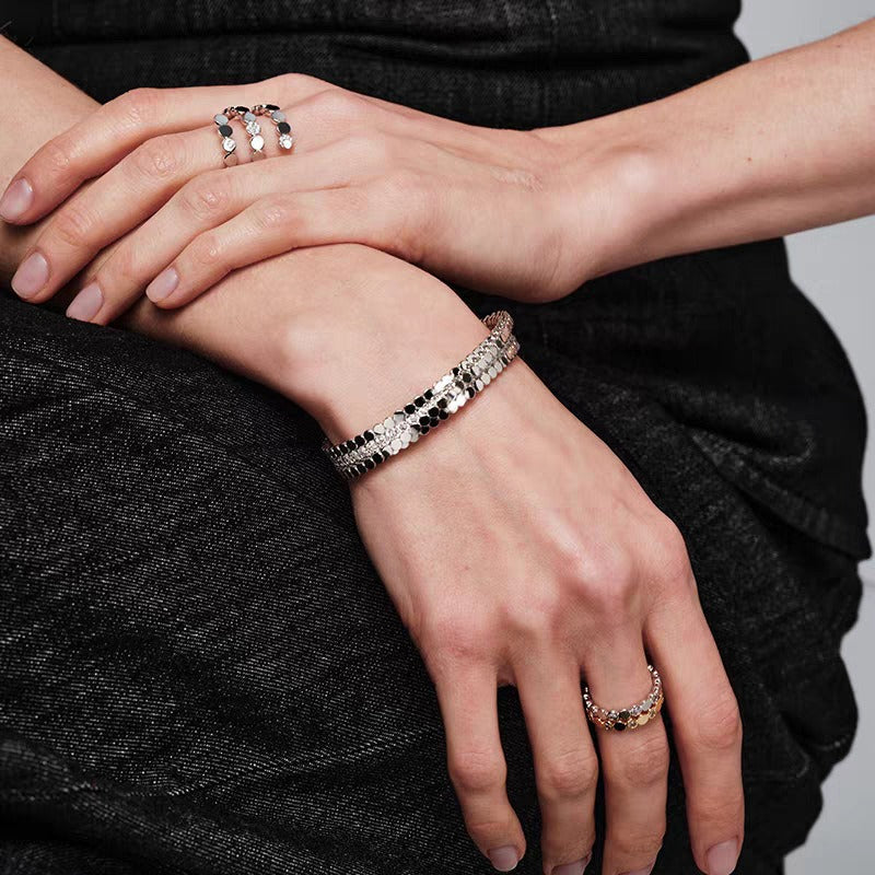 Minimalist Round Bead Zircon Open Bracelet