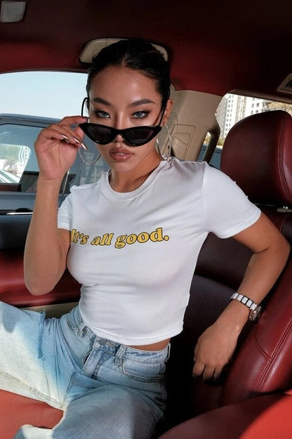Minimalist Slim Crop Letter Print T-shirt