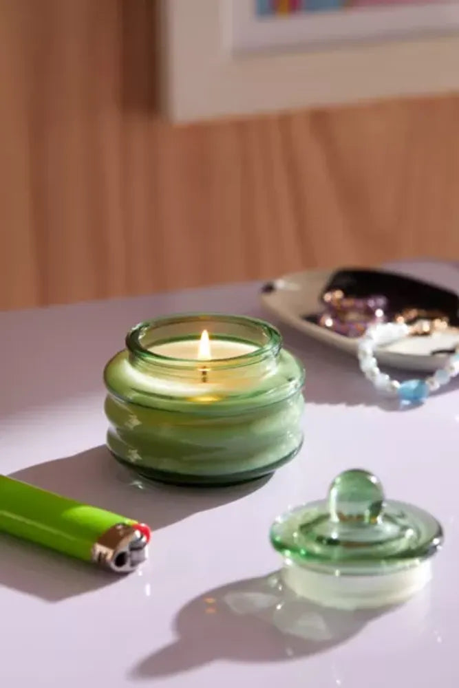 Misted Lime Beam Glass Candle - Ali's Wagon