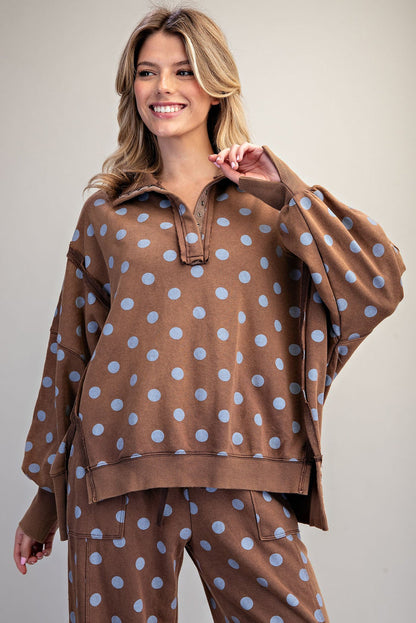 Mocha Dot Pullover Sweatshirt