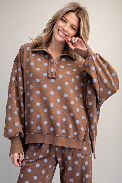 Mocha Dot Pullover Sweatshirt