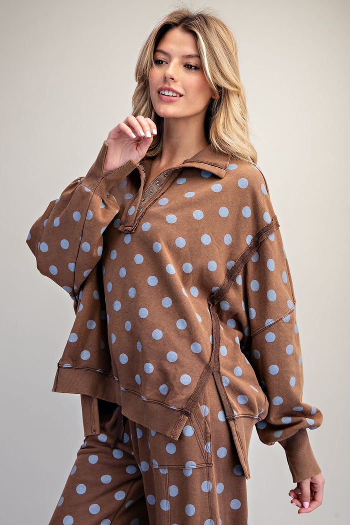 Mocha Dot Pullover Sweatshirt