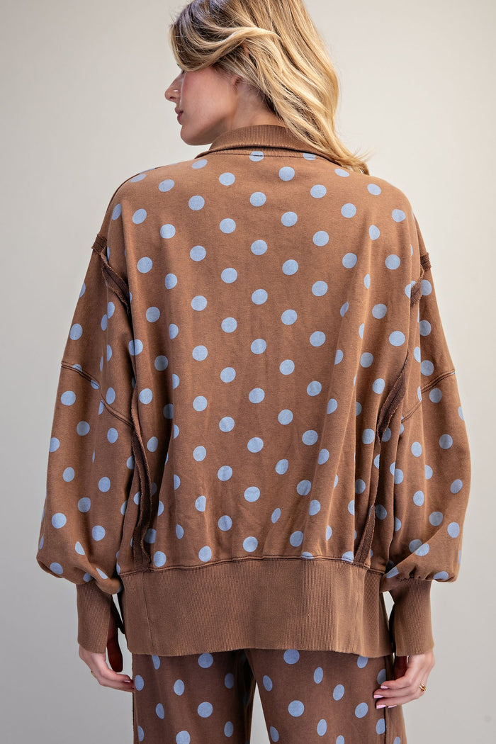 Mocha Dot Pullover Sweatshirt