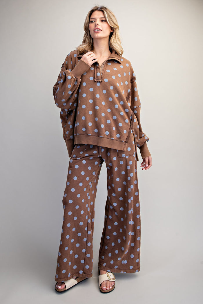 Mocha Dot Pullover Sweatshirt
