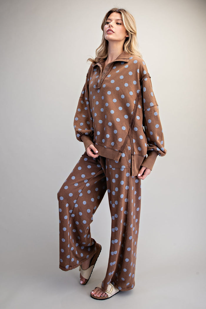 Mocha Dot Pullover Sweatshirt