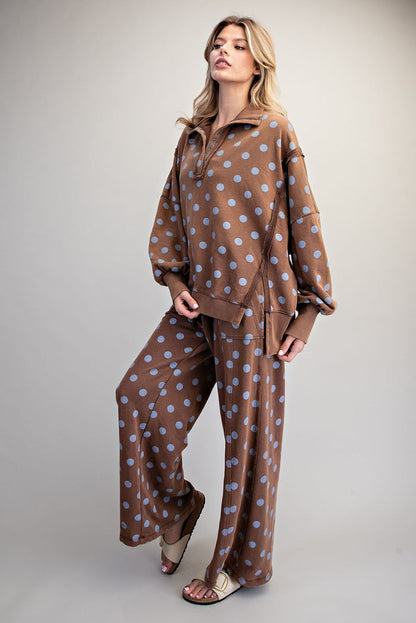 Mocha Dot Pullover Sweatshirt