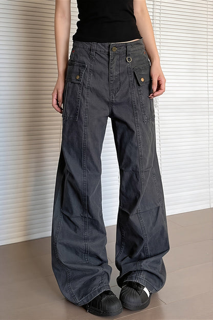 Multi Pocket Washed Cargo Pants