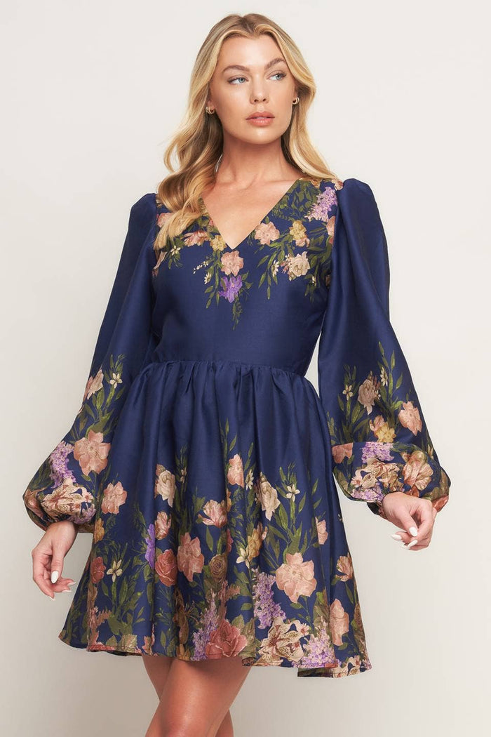 Navy Floral Mini Dress