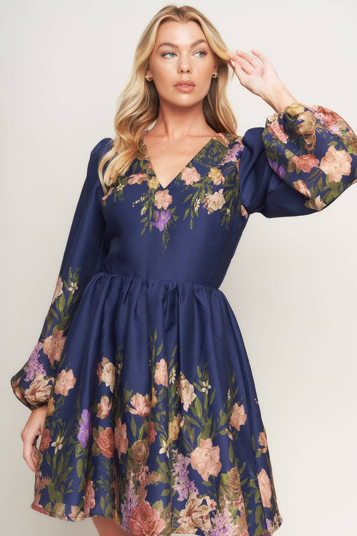 Navy Floral Mini Dress