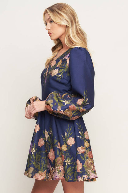 Navy Floral Mini Dress