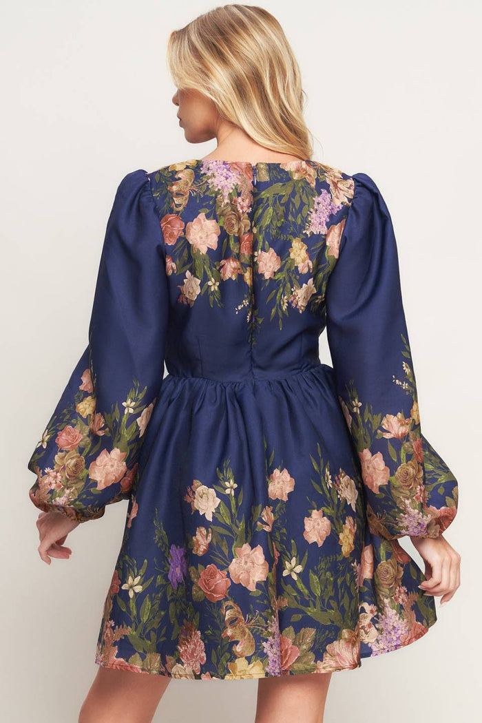 Navy Floral Mini Dress
