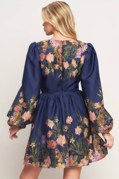 Navy Floral Mini Dress