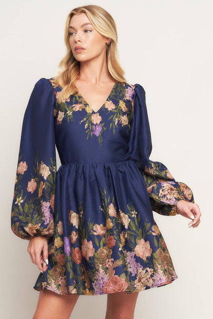 Navy Floral Mini Dress