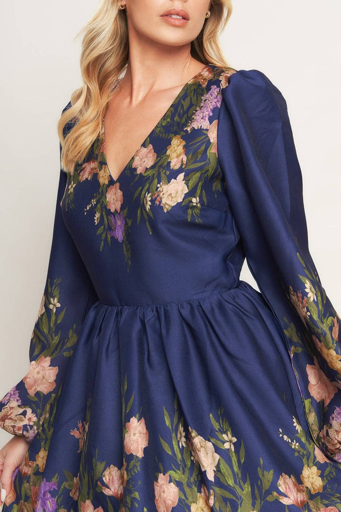Navy Floral Mini Dress