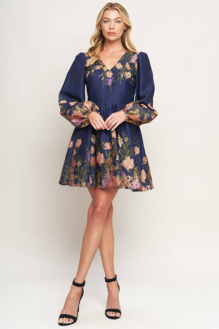 Navy Floral Mini Dress