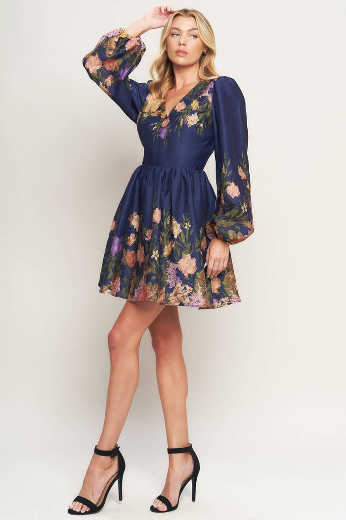 Navy Floral Mini Dress