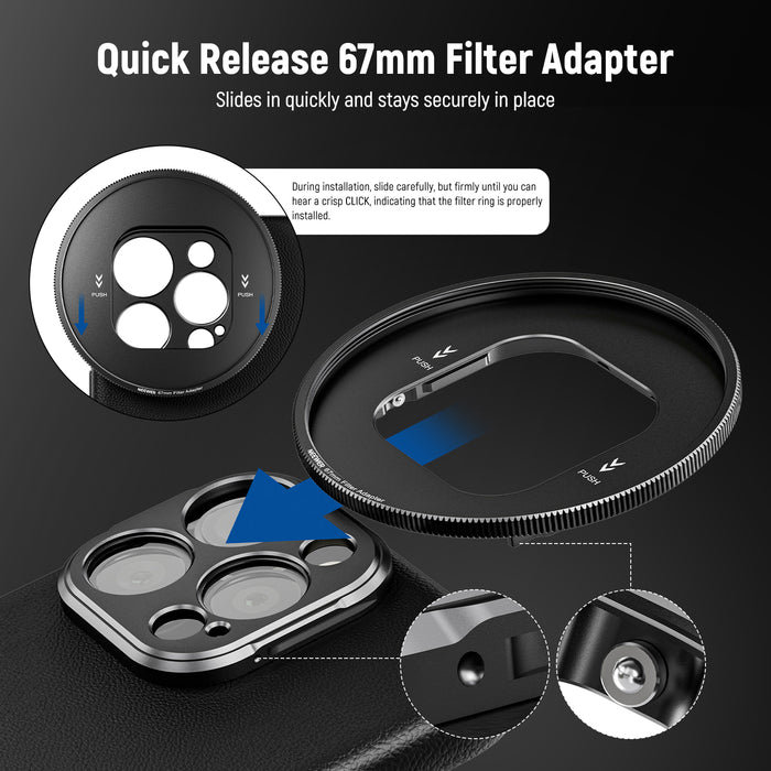 Quick Release 67mm Filter Adapter