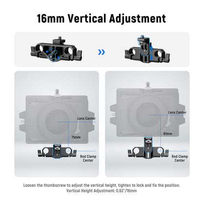 NEEWER PG013 Height Adjustable LWS 15mm Rod Clamp Matte Box Support
