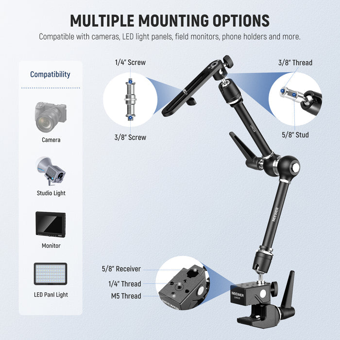NEEWER UA018 21" Magic Arm Camera Mount with Super Clamp