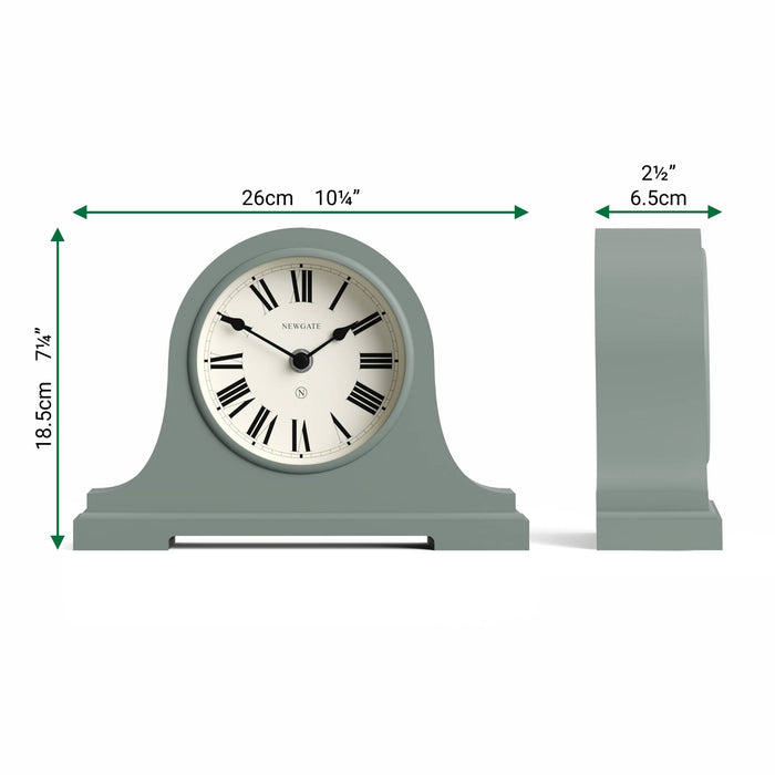 Newgate Broadway mantel clock in asparagus green