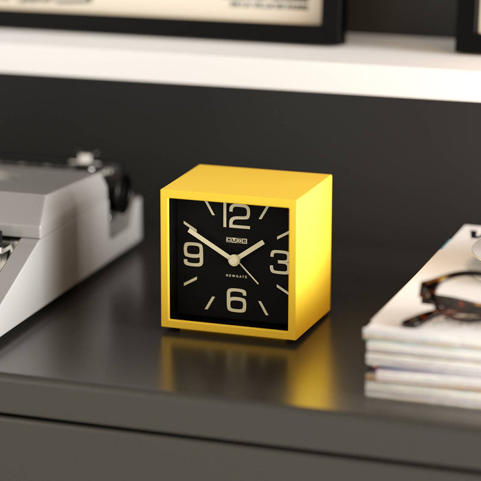 Newgate Cube alarm clock in yellow
