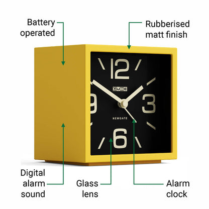 Newgate Cube alarm clock in yellow