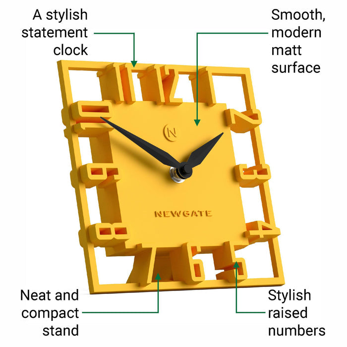 Newgate Highline mantel clock in yellow