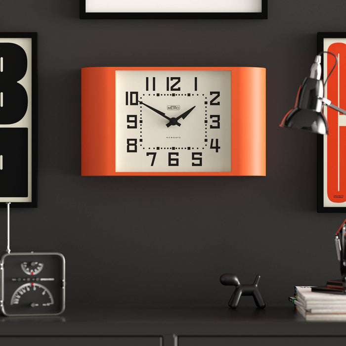 Newgate Metro wall clock in orange 42cm