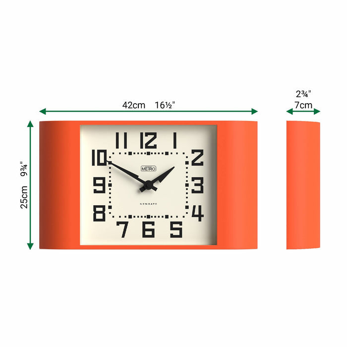 Newgate Metro wall clock in orange 42cm