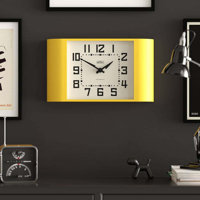 Newgate Metro wall clock in yellow 42cm