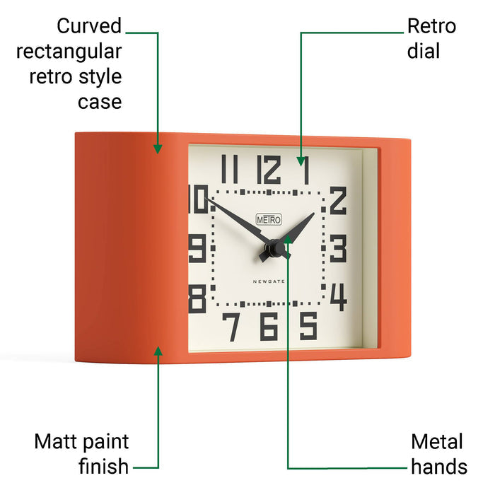 Newgate Mini Metro mantel clock in orange
