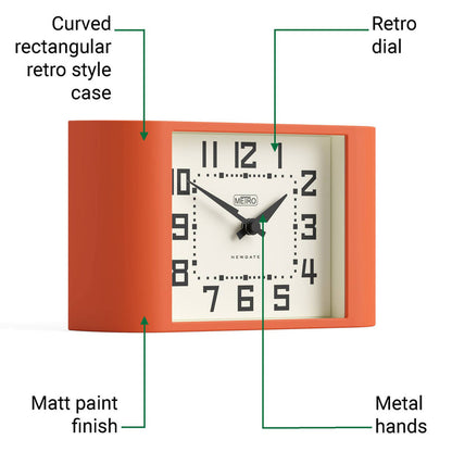Newgate Mini Metro mantel clock in orange