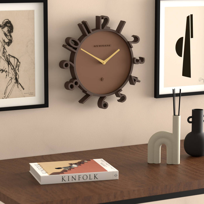 Newgate Monorail wall clock in brown 40cm