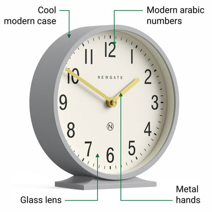 Newgate Q Mantel clock in grey