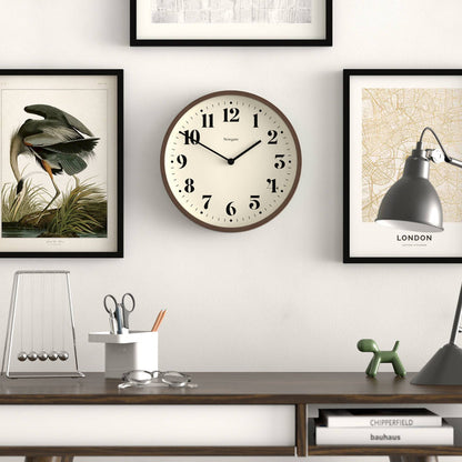 Newgate Theatre wall clock in dark faux wood 30cm