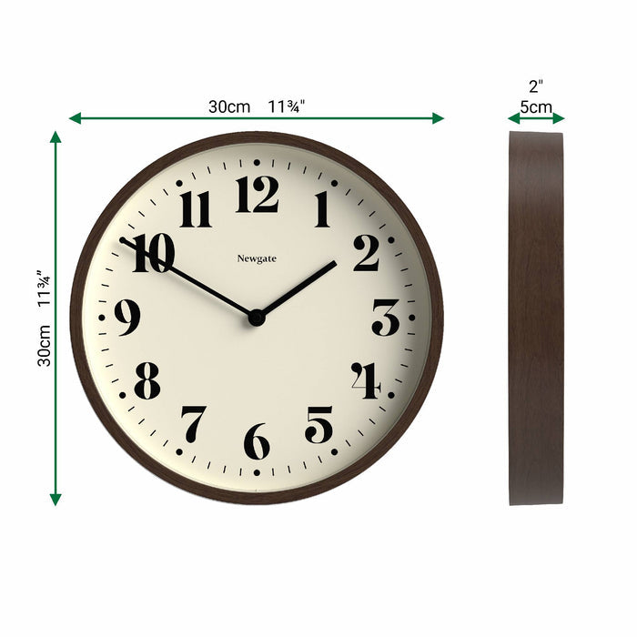Newgate Theatre wall clock in dark faux wood 30cm