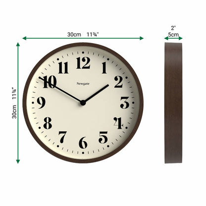 Newgate Theatre wall clock in dark faux wood 30cm