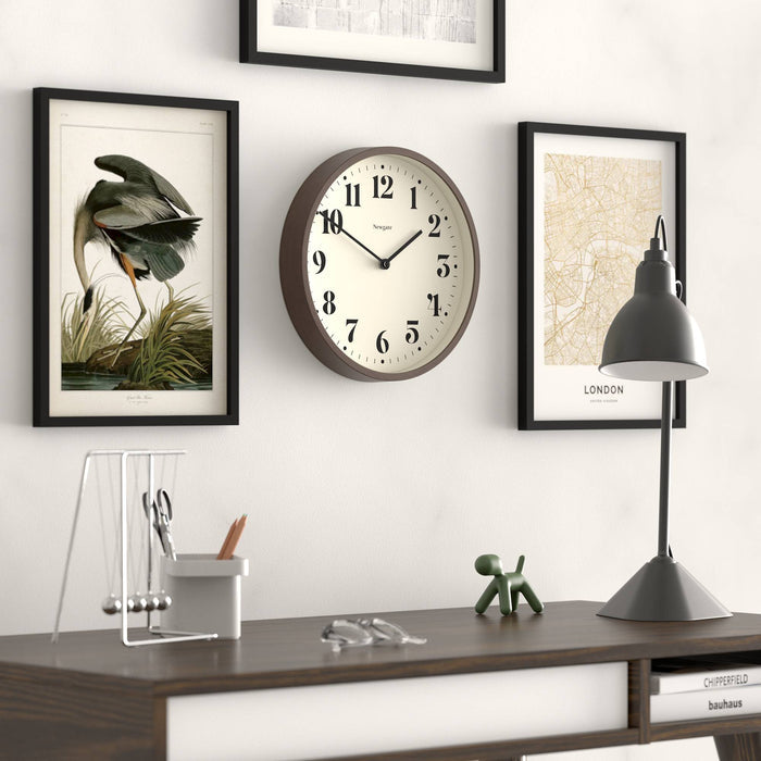 Newgate Theatre wall clock in dark faux wood 30cm
