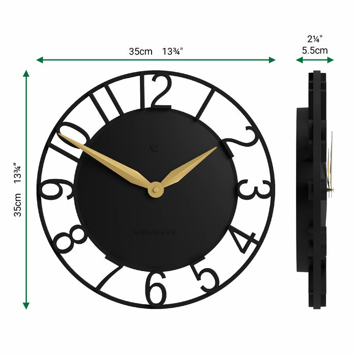 Newgate Time Traveller wall clock in black 35cm