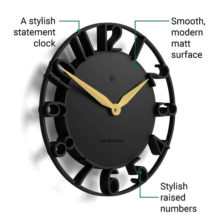 Newgate Time Traveller wall clock in black 35cm