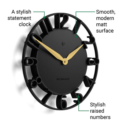 Newgate Time Traveller wall clock in black 35cm