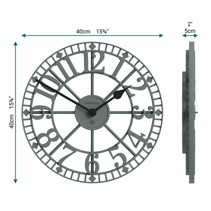 Newgate Warehouse wall clock in asparagus green 40cm