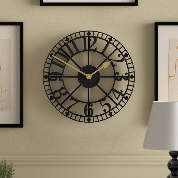 Newgate Warehouse wall clock in black 40cm