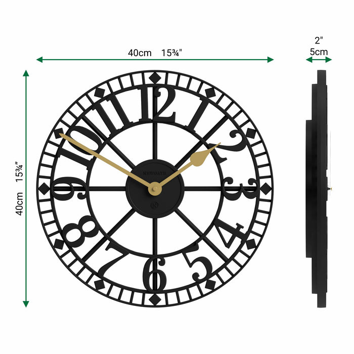 Newgate Warehouse wall clock in black 40cm