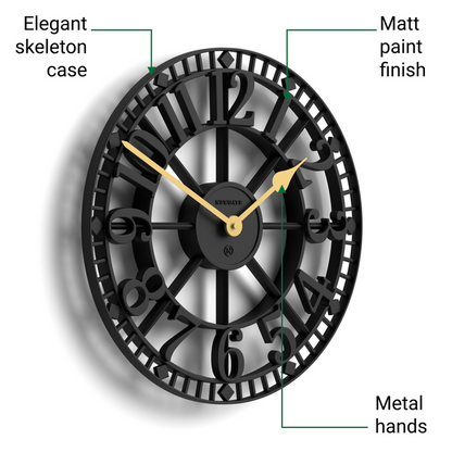 Newgate Warehouse wall clock in black 40cm